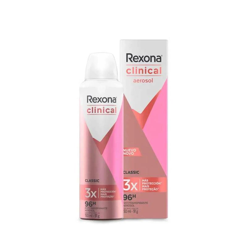 DESODORANTE CLINICAL CLASSIC AEROSOL FEMININO 150ML - REXONA