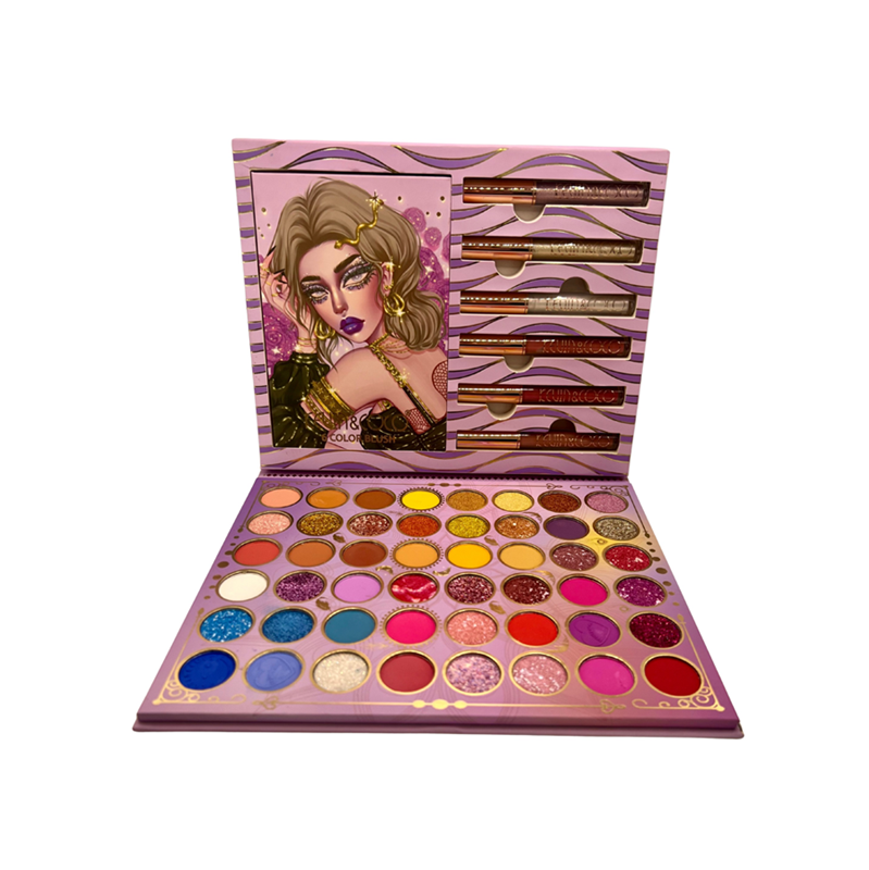 PALETA FACIAL 54 CORES SOMBRAS ILUMINADORES E GLOSS - KEVIN & COCO