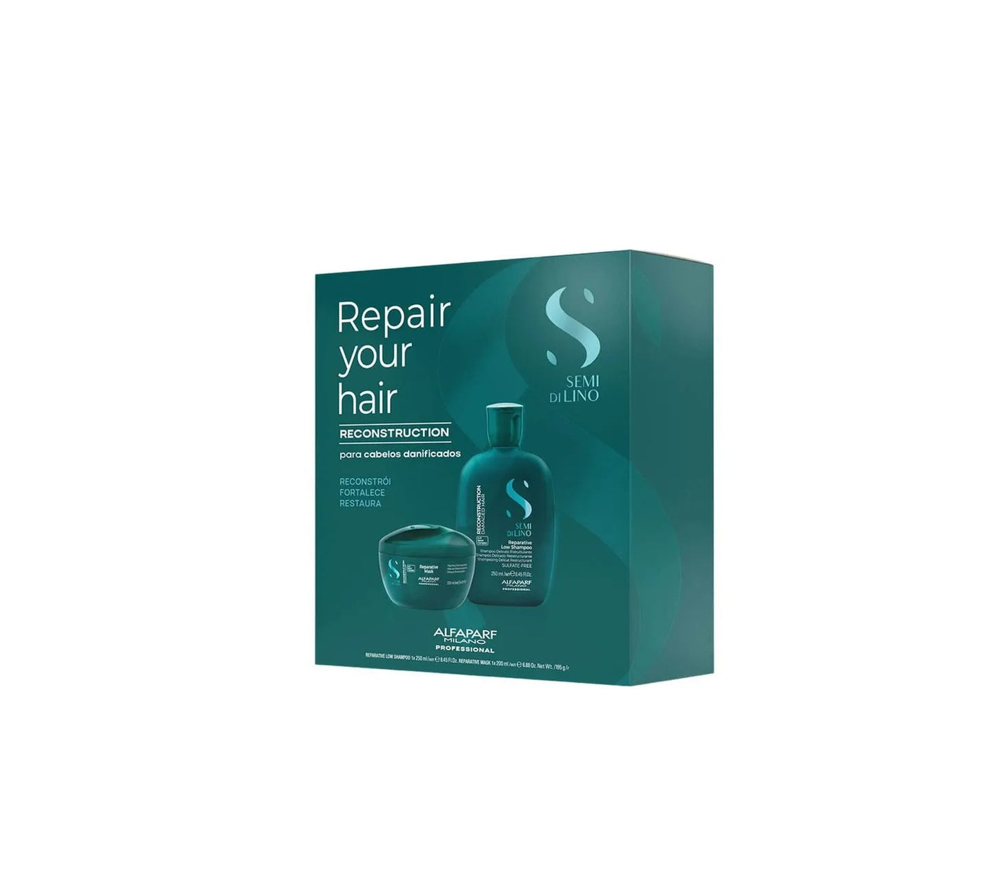KIT SEMI DI LINO SHAMPOO E MASCARA RECONSTRUCTION - ALFAPARF