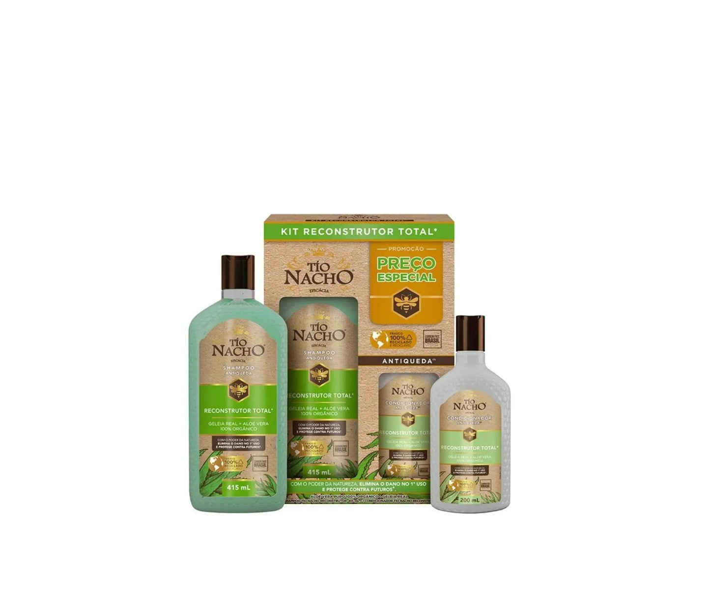 KIT SHAMPOO E CONDICIONADOR RECONSTRUTOR TOTAL - TIO NACHO