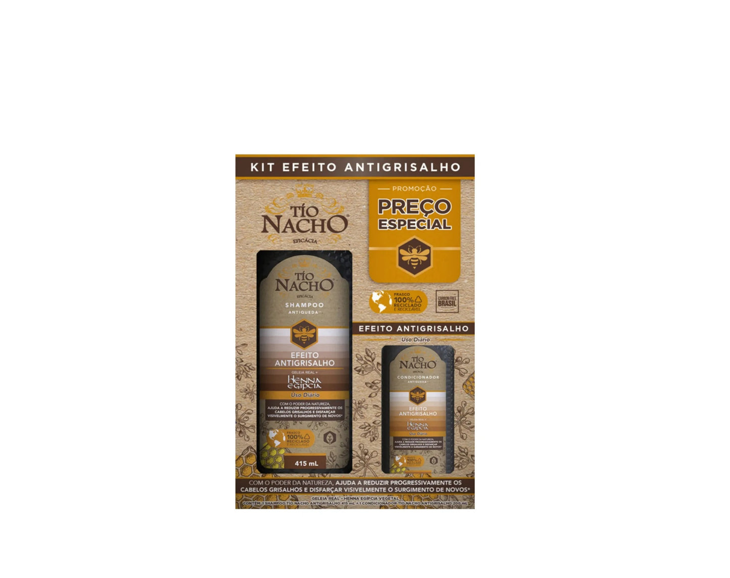 KIT SHAMPOO E CONDICIONADOR EFEITO ANTIGRISALHO - TIO NACHO