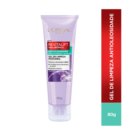 GEL DE LIMPEZA PROFUNDA ANTIOLEOSIDADE REVITALIFT HIALURONICO 80G - LOREAL